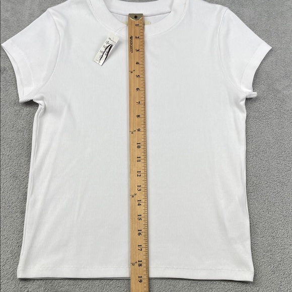 Madewell XS Ribbed White Short Sleeve T Shirt - Picture 2 of 9
